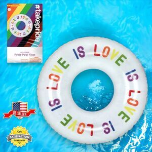 "Love Is Love" LGBTQ Pride Round Pool Float Swimming Ring Rainbow Inflatable 33”